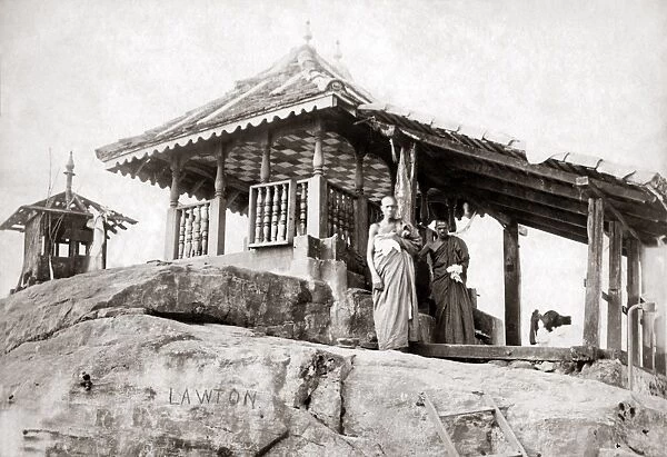 Monks, Temple, Adams peak, Ceylon (Sri Lanka) circa 1890