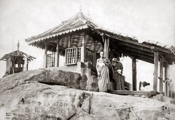 Framed Print : Monks, Temple, Adams peak, Ceylon (Sri Lanka) circa 1890 Framed Print : Monks, Temple, Adams peak, Ceylon (Sri Lanka) circa 1890