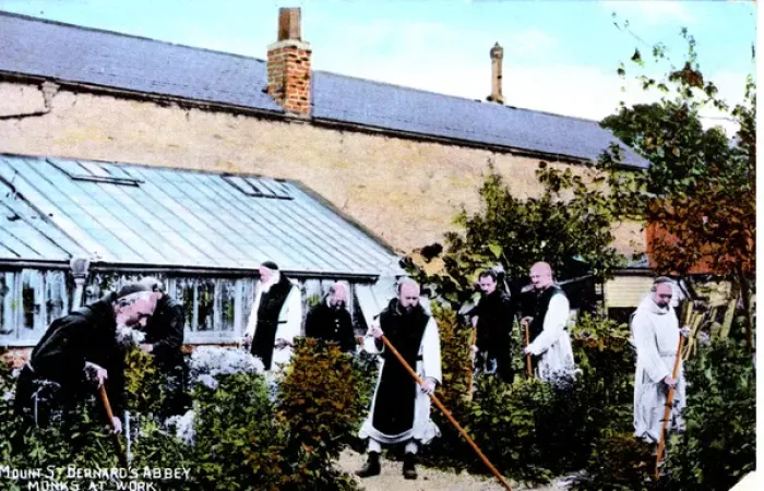 Framed Print : Monks at Work, Mount St Bernhards Abbey, Leicestershire Framed Print : Monks at Work, Mount St Bernhards Abbey, Leicestershire