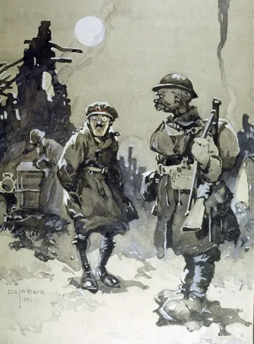 Framed Print : Monocled officer and a Tommy ready for the off, WW1 Framed Print : Monocled officer and a Tommy ready for the off, WW1