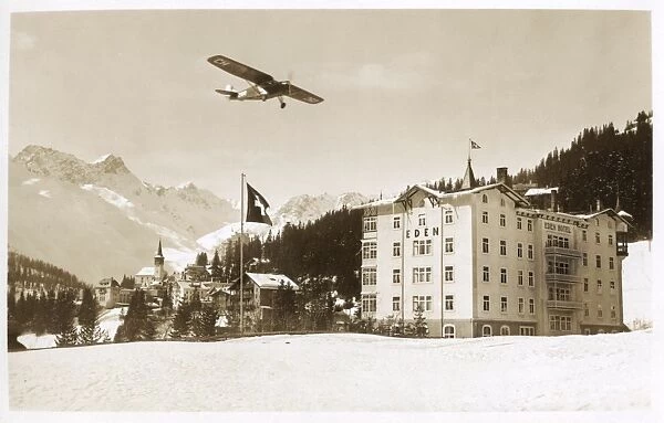 Monoplane over Eden Hotel, Arosa, Grisons, Switzerland