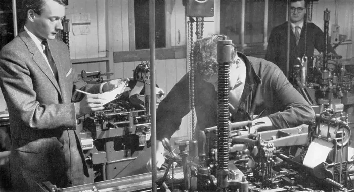 Framed Print : The Monotype Caster Room at a Printing Works Framed Print : The Monotype Caster Room at a Printing Works