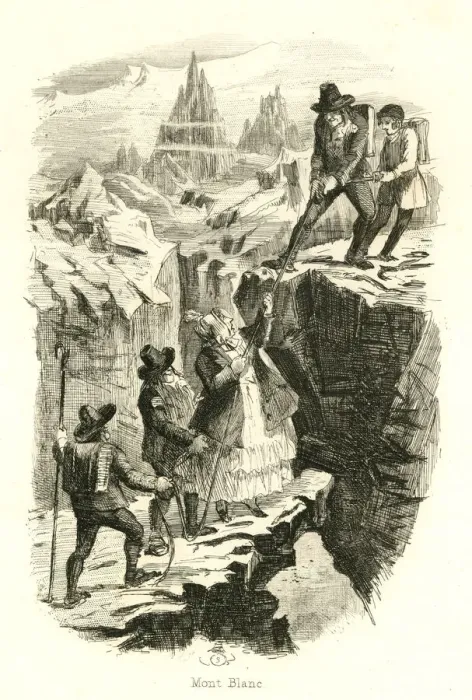 Framed Print : Mont Blanc, France -- people mountaineering