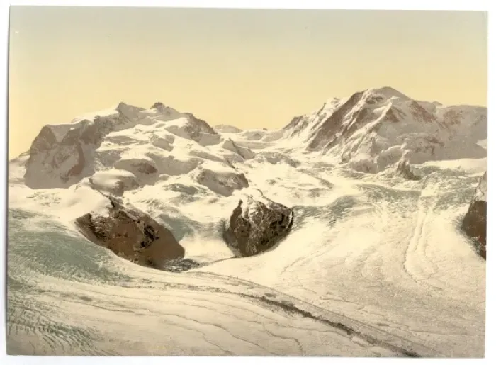 Framed Print : Monte Rosa, Lyskamm, with Gorner Glacier, Valais, Alps of, S Framed Print : Monte Rosa, Lyskamm, with Gorner Glacier, Valais, Alps of, S