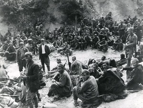 Montenegrin troops waiting for battle, eastern front, WW1
