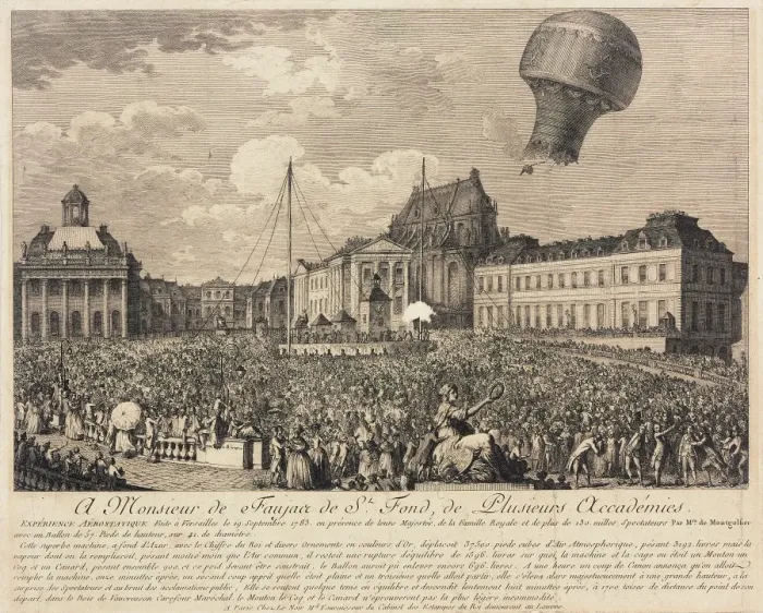 Framed Print : Montgolfier balloon ascent, Versailles Framed Print : Montgolfier balloon ascent, Versailles
