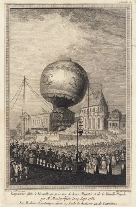 Framed Print : Montgolfier balloon ascent, Versailles Framed Print : Montgolfier balloon ascent, Versailles