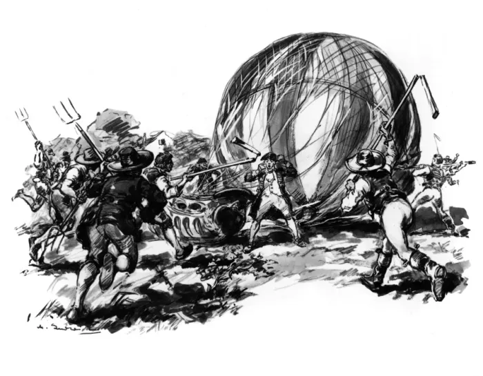 Framed Print : Montgolfier Cartoon Framed Print : Montgolfier Cartoon