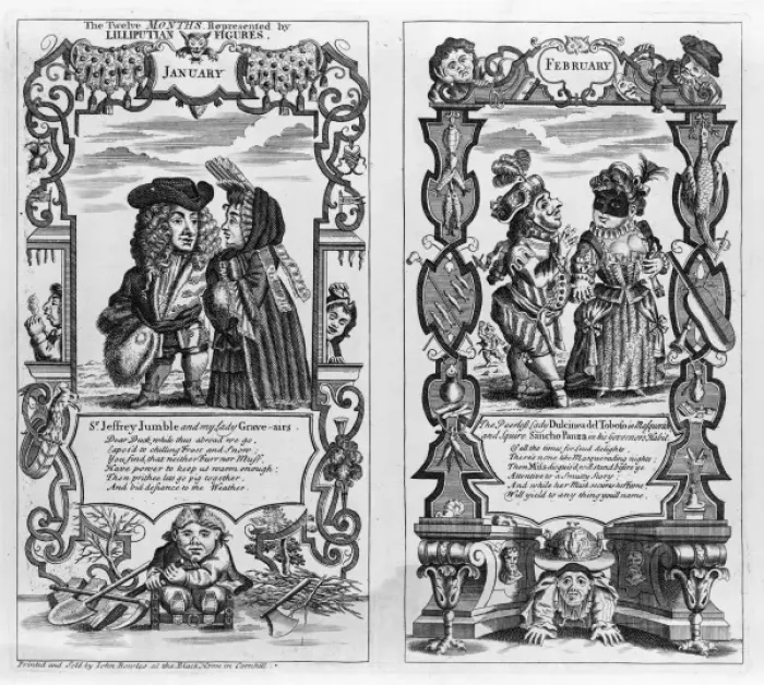 Framed Print : The twelve months represented by Lilliputian figures Framed Print : The twelve months represented by Lilliputian figures