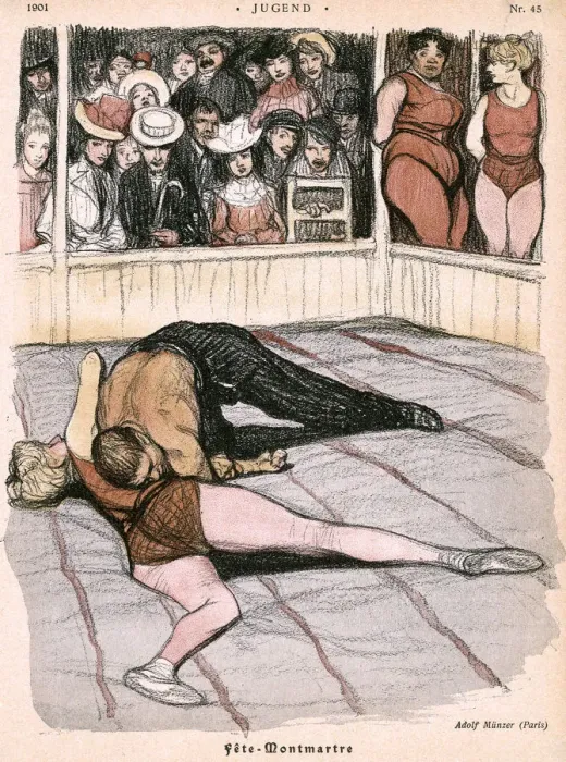 Framed Print : MONTMARTRE WRESTLING Framed Print : MONTMARTRE WRESTLING
