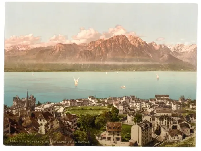 Framed Print : Montreux, Savoy Mountains, Geneva Lake, Switzerland Framed Print : Montreux, Savoy Mountains, Geneva Lake, Switzerland