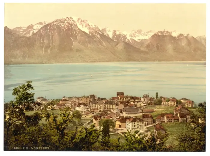 Framed Print : Montreux, Savoy Mountains, Geneva Lake, Switzerland