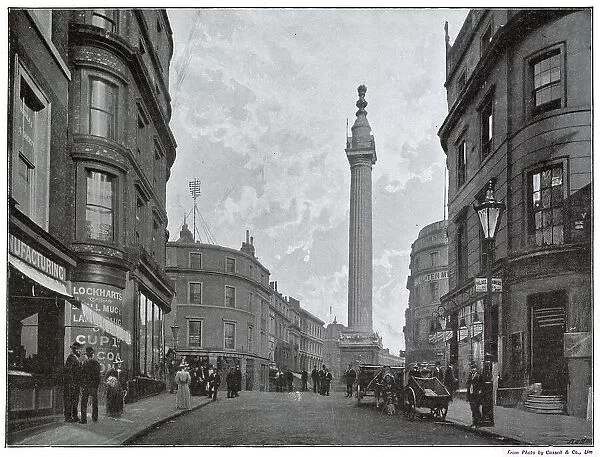 Monument raising above the other buildings, designed by Sir Christopher Wren. Date: 1897