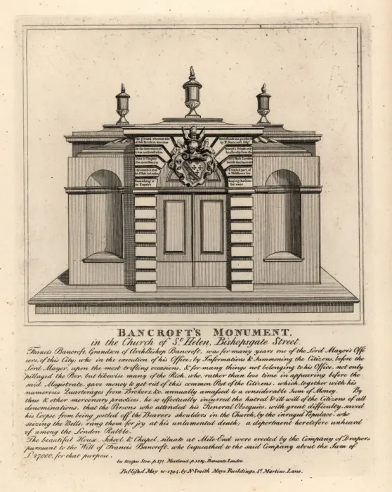 Framed Print : Monument of Thomas Bancroft, Lord Mayors Officer Framed Print : Monument of Thomas Bancroft, Lord Mayors Officer