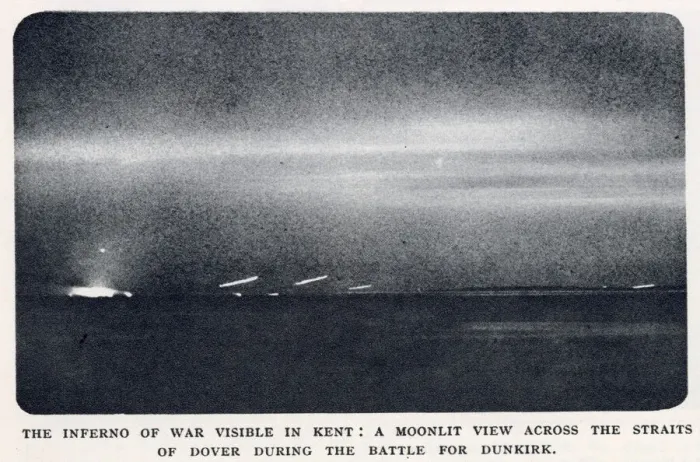 Framed Print : Moonlit view during Battle for Dunkirk, northern France, WW2