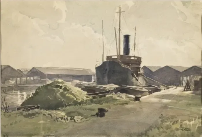 Framed Print : Moored ships