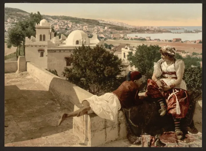 Framed Print : Moorish woman and child on the terrace, I, Algiers, Algeria Framed Print : Moorish woman and child on the terrace, I, Algiers, Algeria