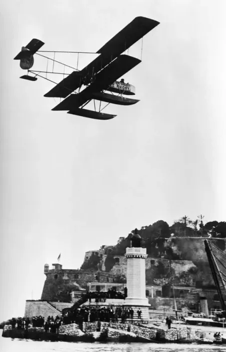 Framed Print : Morane-Soulnier Biplane Seaplane Flying over Crowds at t? Framed Print : Morane-Soulnier Biplane Seaplane Flying over Crowds at t?