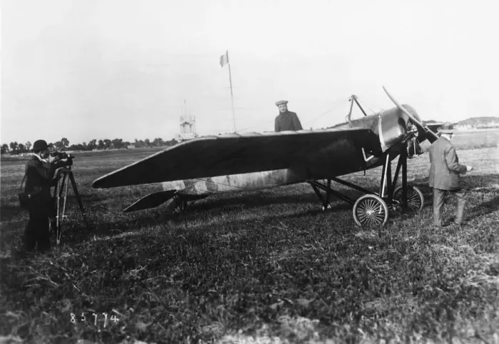 Framed Print : Morane-Soulnier Type G Parked with a Pilot Posing for a ? Framed Print : Morane-Soulnier Type G Parked with a Pilot Posing for a ?