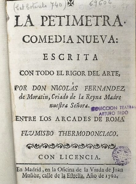 MORATIN, Nicol᳠Fernᮤez de (1737-1780). Spanish