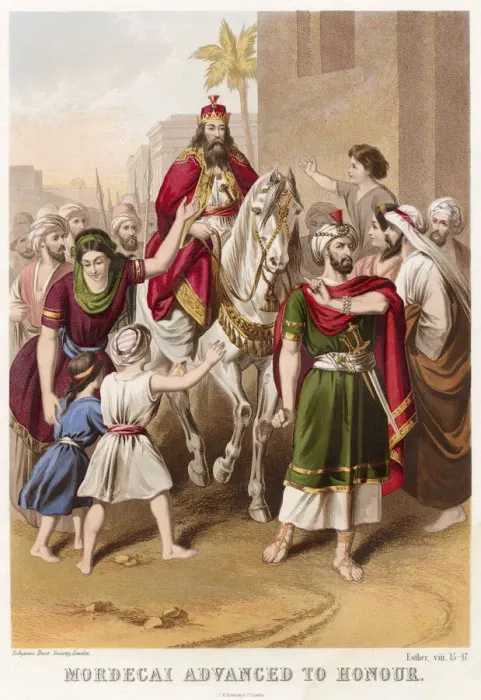 Framed Print : Mordecai, Esthers cousin and foster-father, is honoured by King Ahasuerus Framed Print : Mordecai, Esthers cousin and foster-father, is honoured by King Ahasuerus