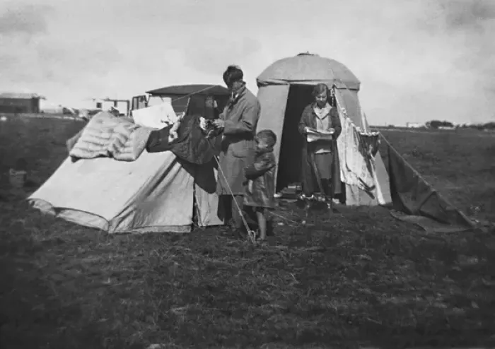 Framed Print : Morning camping scene