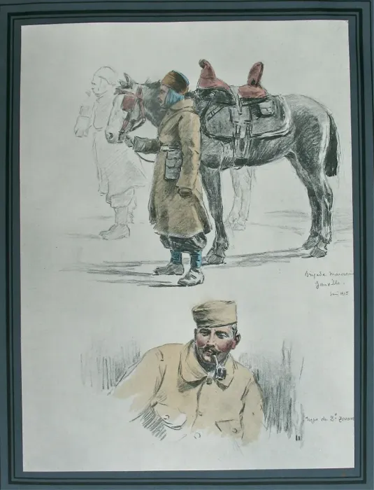 Framed Print : Moroccan Brigade at Janville and a soldier of 2nd Zouaves Framed Print : Moroccan Brigade at Janville and a soldier of 2nd Zouaves