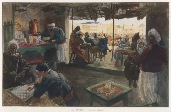 Framed Print : Moroccan Cafe Scene 1903 Framed Print : Moroccan Cafe Scene 1903