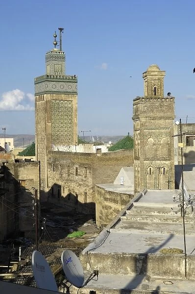 MOROCCO. Fes. Minarets in the medina