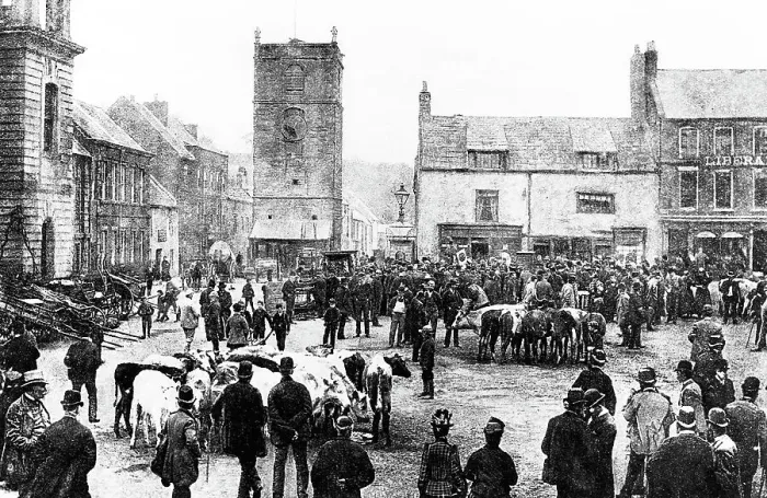 Framed Print : Morpeth Market Place early 1900s Framed Print : Morpeth Market Place early 1900s