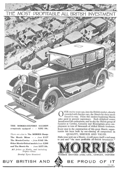 Framed Print : Morris Oxford Saloon £252.10s - Morris Motors Ltd. Date: 1929 Framed Print : Morris Oxford Saloon £252.10s - Morris Motors Ltd. Date: 1929