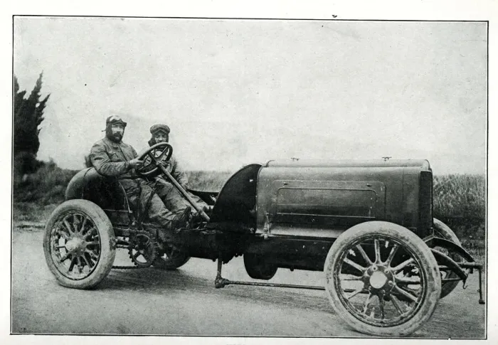 Framed Print : Mors car, world record holder, with Collomb driving Framed Print : Mors car, world record holder, with Collomb driving