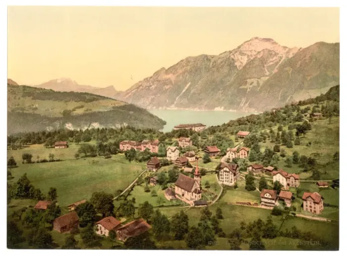 Framed Print : Morschach and Axenstein, Lake Lucerne, Switzerland Framed Print : Morschach and Axenstein, Lake Lucerne, Switzerland
