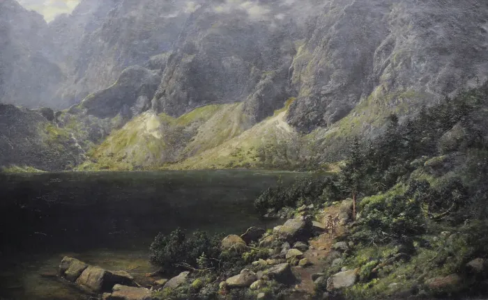 Framed Print : The Morskie Oko Lake by Aleksander Mroczkowski (1850-1927) Framed Print : The Morskie Oko Lake by Aleksander Mroczkowski (1850-1927)