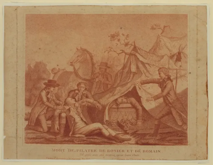Framed Print : Mort de Pilatre de Rosier i. e. Rozier et de Romain. Tel quil Framed Print : Mort de Pilatre de Rosier i. e. Rozier et de Romain. Tel quil