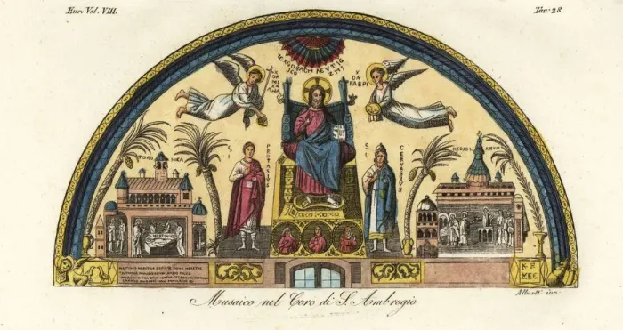 Framed Print : Mosaic in the choir of the Basilica of Sant Ambrogio Framed Print : Mosaic in the choir of the Basilica of Sant Ambrogio