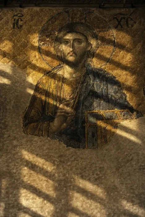 Framed Print : Mosaic of the Deesis. 13th century. Detail of Christ. Hagia Framed Print : Mosaic of the Deesis. 13th century. Detail of Christ. Hagia