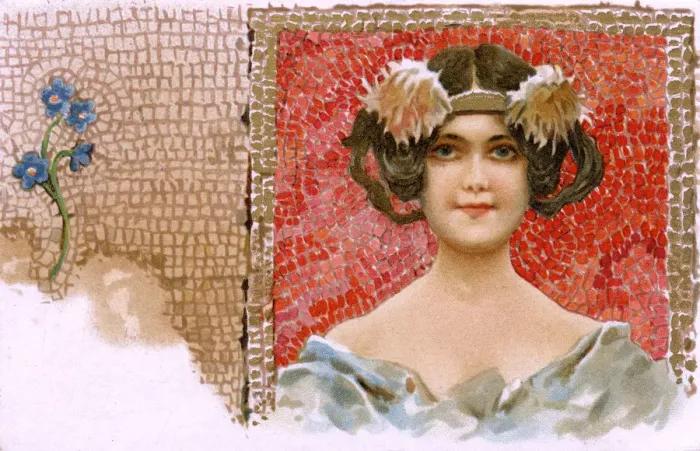 Framed Print : Mosaic depiction of a pretty Italian Girl Framed Print : Mosaic depiction of a pretty Italian Girl