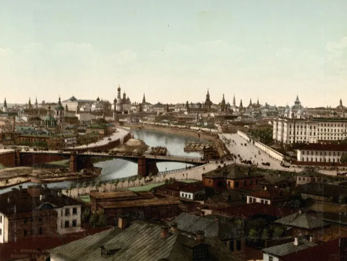 Framed Print : Moscow, river and city centre, Russia, c. 1900 Framed Print : Moscow, river and city centre, Russia, c. 1900