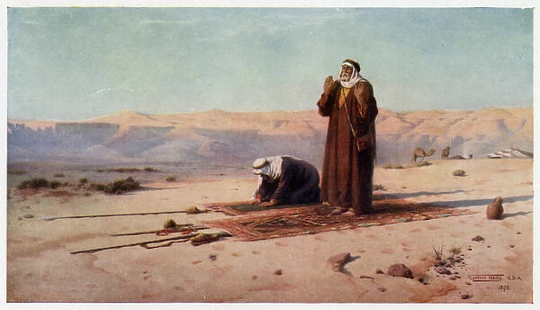 Moslems Pray in Desert