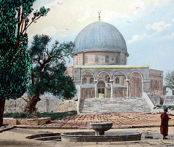 Mosque of Omar, Jersulem (hand coloured photo)