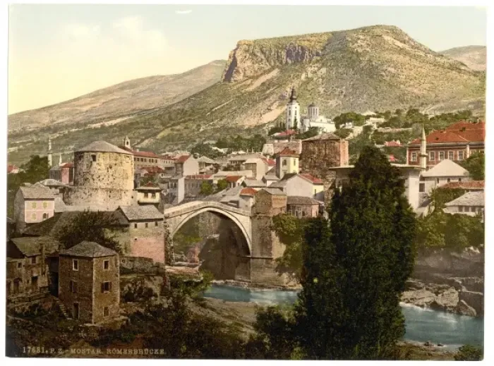 Framed Print : Mostar, Romer Bridge, Herzegowina, Austro-Hungary Framed Print : Mostar, Romer Bridge, Herzegowina, Austro-Hungary