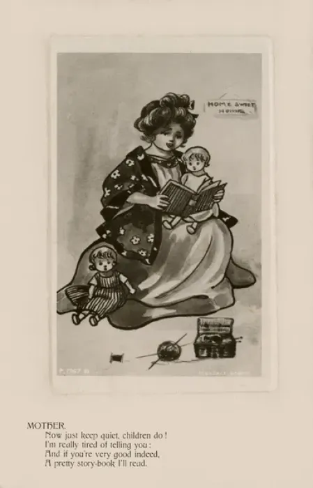 Framed Print : Mother. Pretty young girl pretending to be mother reading to her dolls Framed Print : Mother. Pretty young girl pretending to be mother reading to her dolls