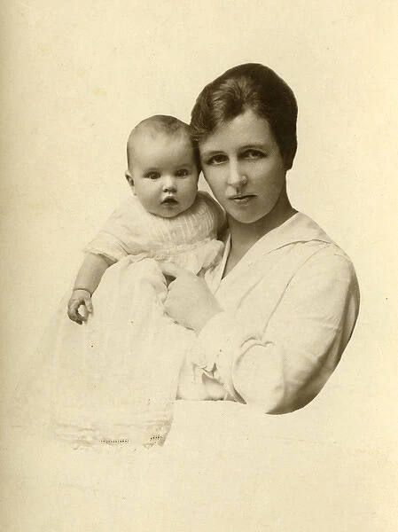 Mother and baby. Portrait of a mother with her beautiful baby Date: c. 1910