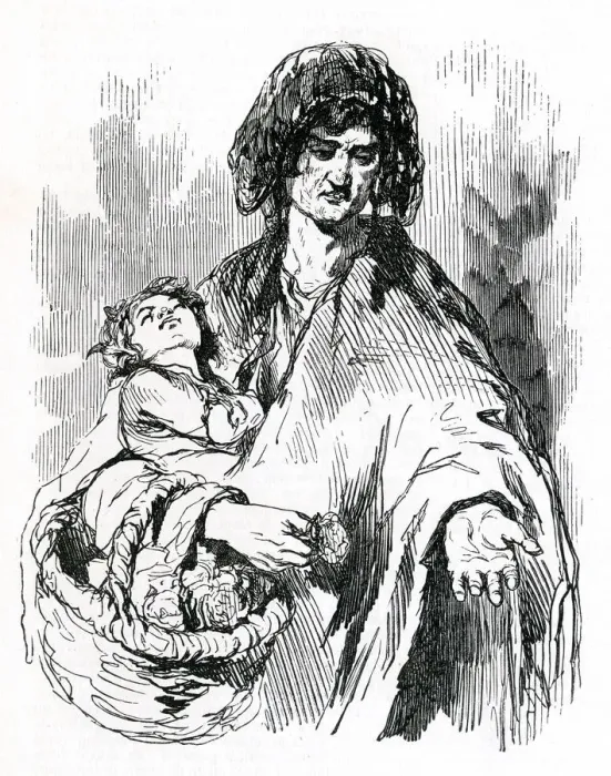 Framed Print : Mother begging in streets of London 1851 Framed Print : Mother begging in streets of London 1851