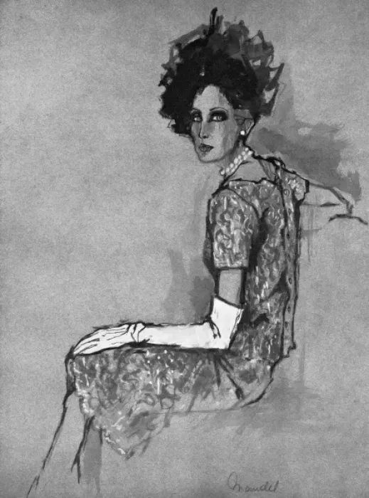 Framed Print : Mother of the Bride outfit drawn by Barbara Hulanicki Framed Print : Mother of the Bride outfit drawn by Barbara Hulanicki
