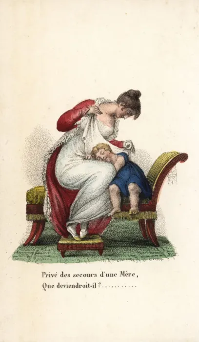 Framed Print : Mother and child on a chaise longue Framed Print : Mother and child on a chaise longue