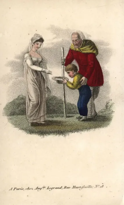 Framed Print : Mother and child giving charity Framed Print : Mother and child giving charity