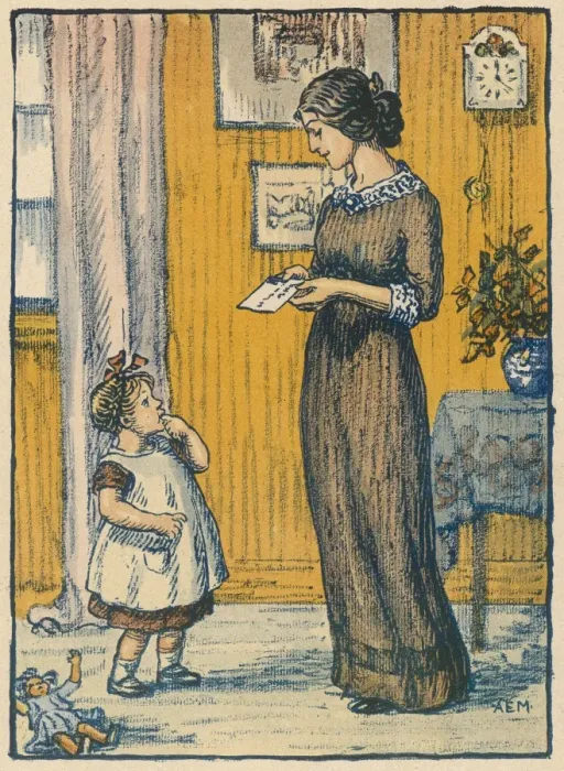 Framed Print : Mother / Child / Letter 1912 Framed Print : Mother / Child / Letter 1912