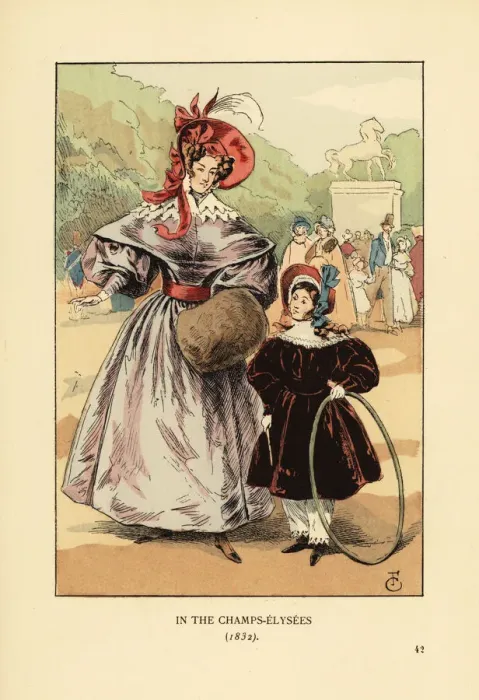 Framed Print : Mother and child playing in the Champs-Elysees, 1832 Framed Print : Mother and child playing in the Champs-Elysees, 1832